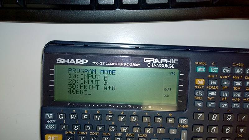 SHARP ポケットコンピュータ PC-G850V
